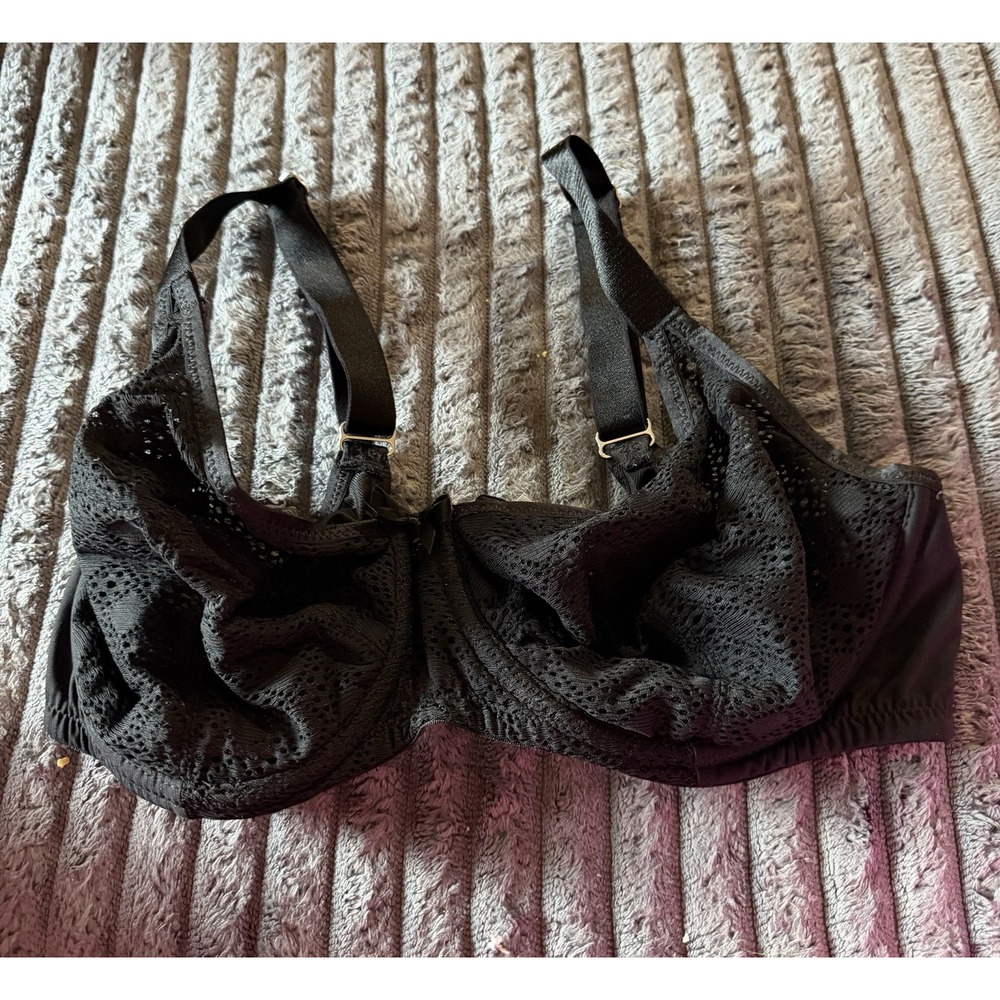 Glamorise Lace Comfort Wonderwire Bra Sz 36D Black Underwire Full Figure A3-224